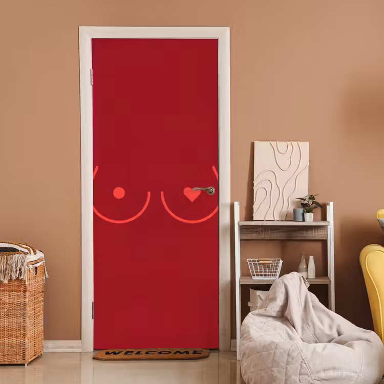 Minimalistisch - Lijnillustratie - Rood deurposter klein -sfeer1