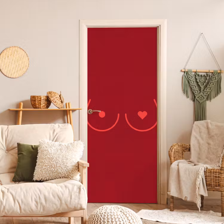 Minimalistisch - Lijnillustratie - Rood deurposter klein -sfeer2