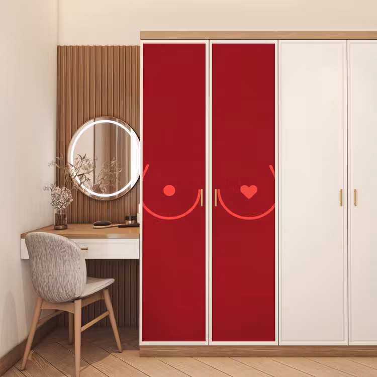 Minimalistisch - Lijnillustratie - Rood deurposter klein -sfeer3