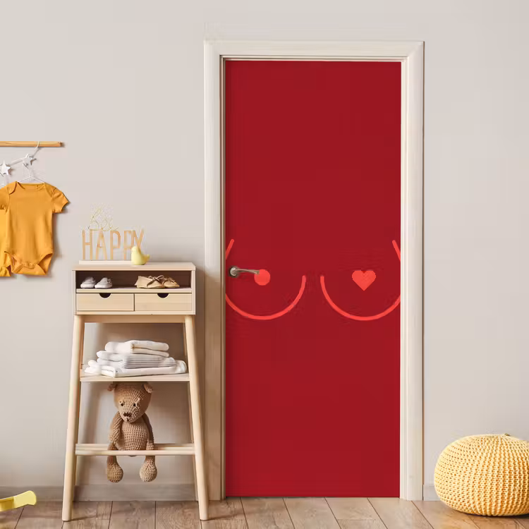 Minimalistisch - Lijnillustratie - Rood deurposter klein -sfeer4