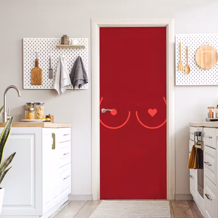 Minimalistisch - Lijnillustratie - Rood deurposter klein -sfeer5