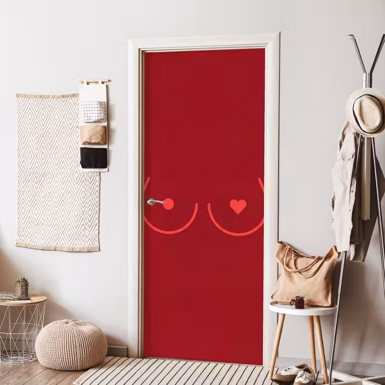 Minimalistisch - Lijnillustratie - Rood deurposter klein -sfeer6