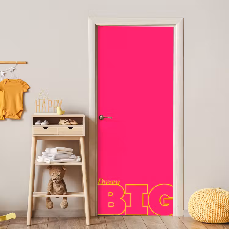 Minimalistisch - Roze - Dream big - Grafisch deurposter klein -sfeer4