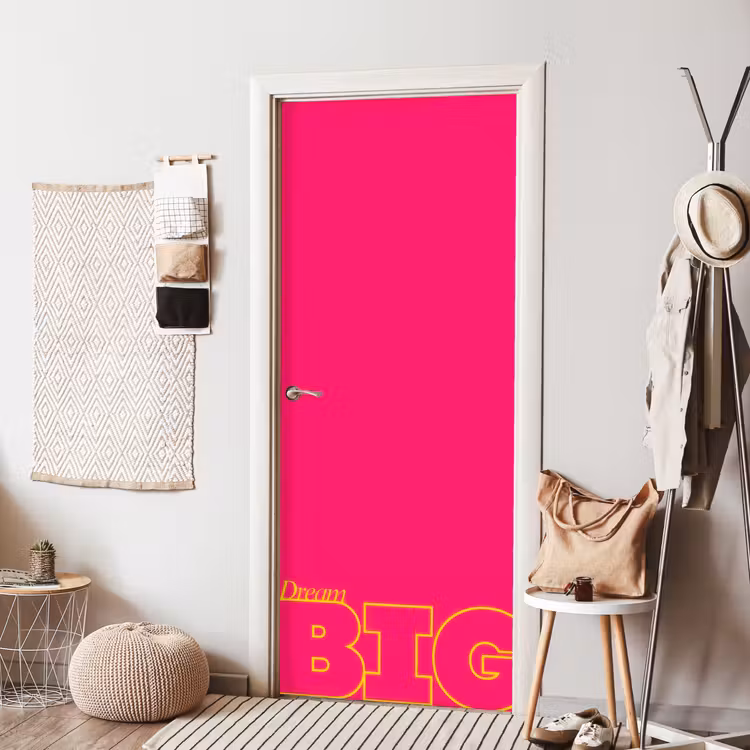 Minimalistisch - Roze - Dream big - Grafisch deurposter klein -sfeer6