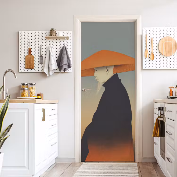 Minimalistisch - Silhouet - Oranje deurposter klein -sfeer5