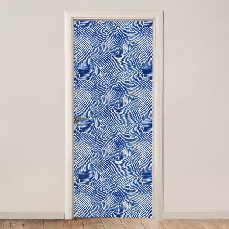 Modern - Abstract - Blauw deurposter klein 289 -3d_beige