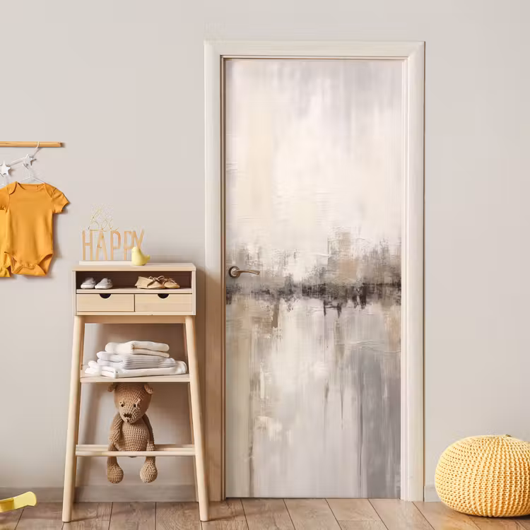 Moderne kunst - Abstract - Beige deurposter klein -sfeer4