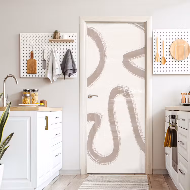 Moderne kunst - Beige - Abstract deurposter klein -sfeer5