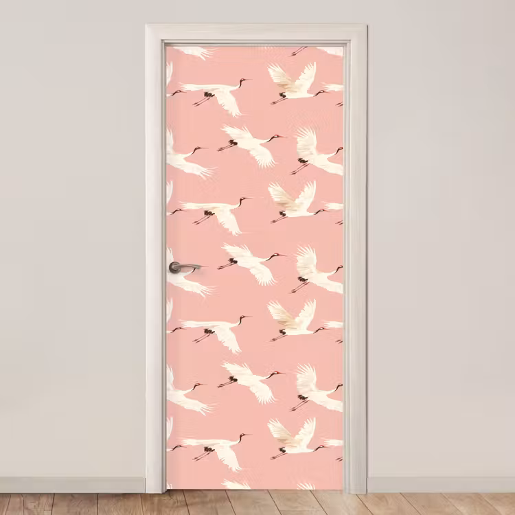 Modern - Kraanvogels - Roze deurposter klein 289 -3d_beige