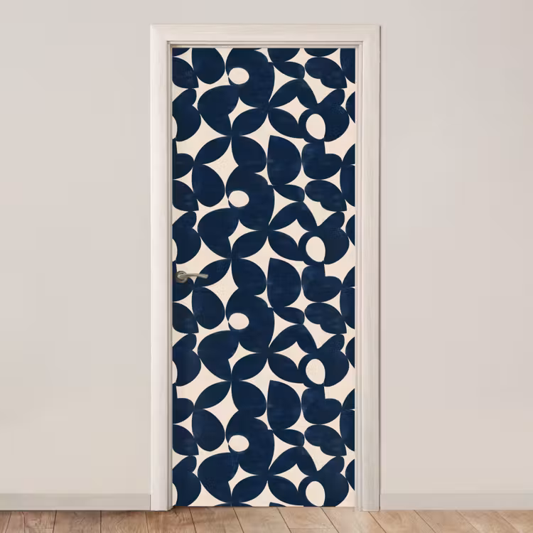 Modern - Geometrisch - Blauw deurposter klein 289 -3d_beige
