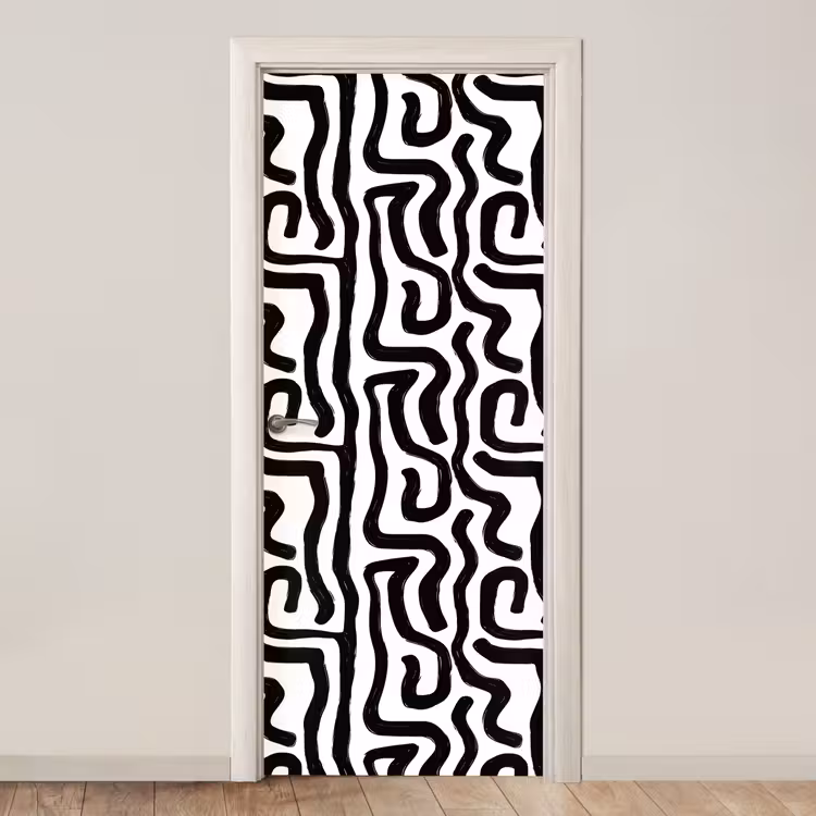 Modern - Lijnen - Zwart deurposter klein 289 -3d_beige