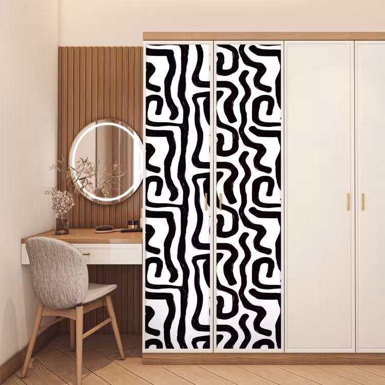 Modern - Lijnen - Zwart deurposter klein 289 -sfeer3