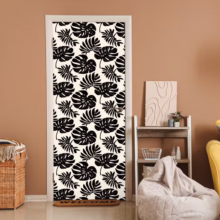 Modern - Monstera - Zwart deurposter klein 289 -sfeer1