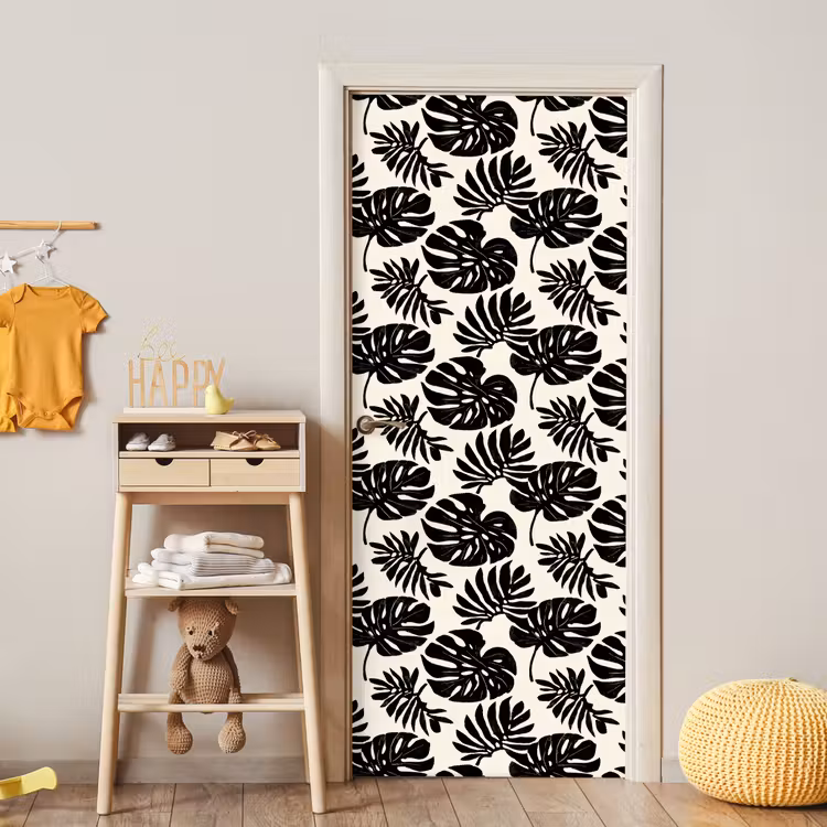 Modern - Monstera - Zwart deurposter klein 289 -sfeer4