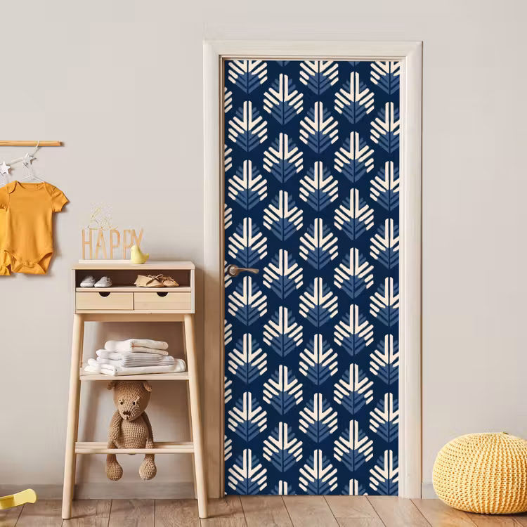 Modern - Patroon - Blauw deurposter klein 289 -sfeer4