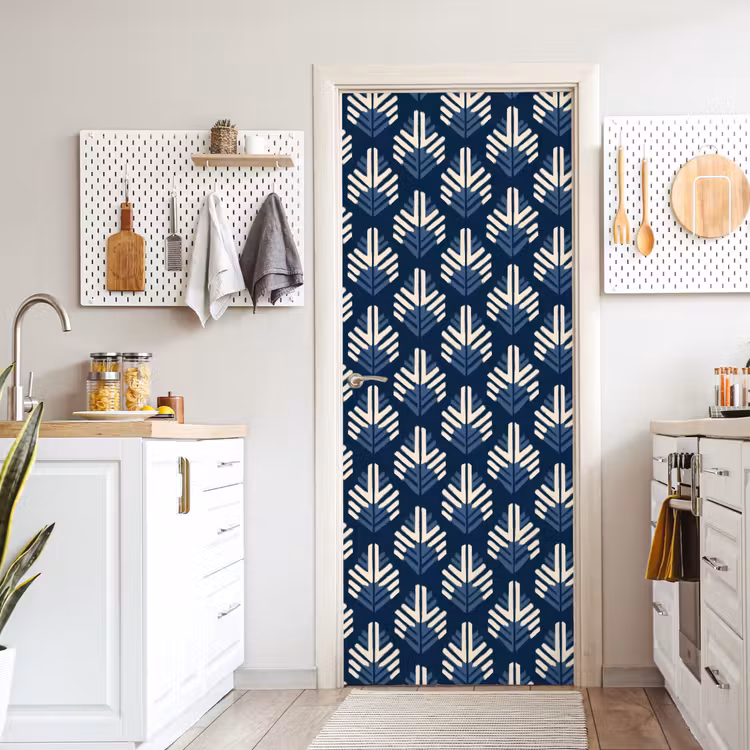 Modern - Patroon - Blauw deurposter klein 289 -sfeer5