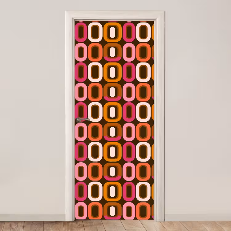 Modern - Retro - Kleurrijk deurposter klein 289 -3d_beige