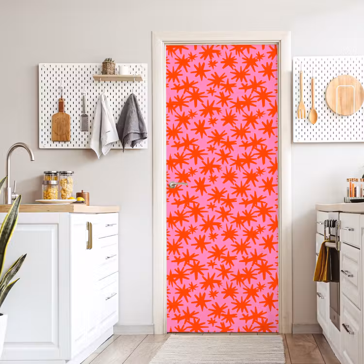 Modern - Sterren - Roze deurposter klein 289 -sfeer5