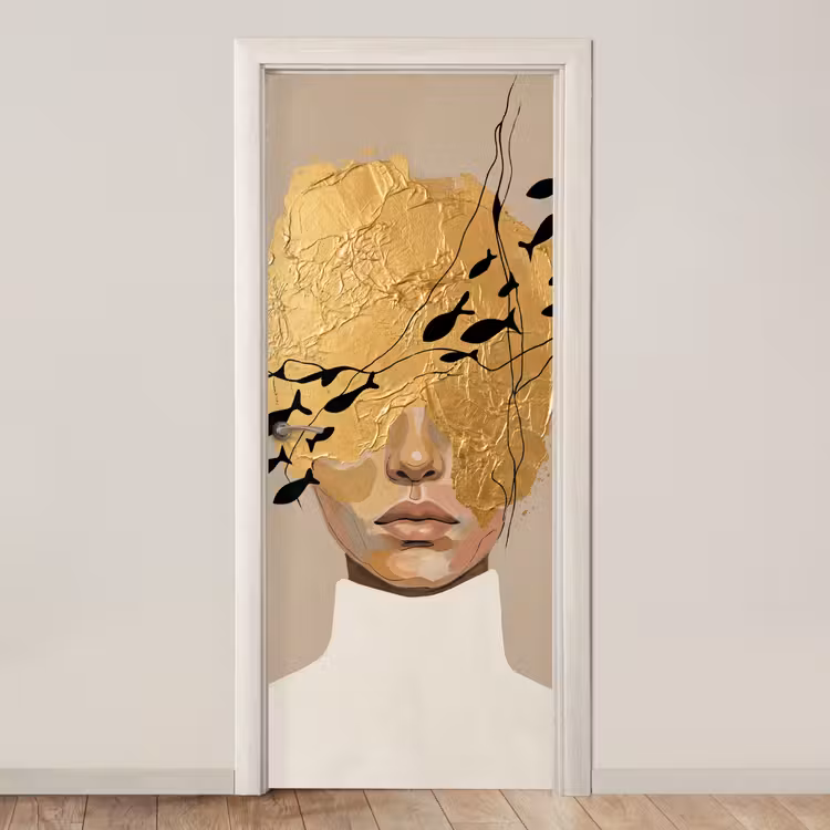 Modern - Vrouw - Goud deurposter klein -3d_beige