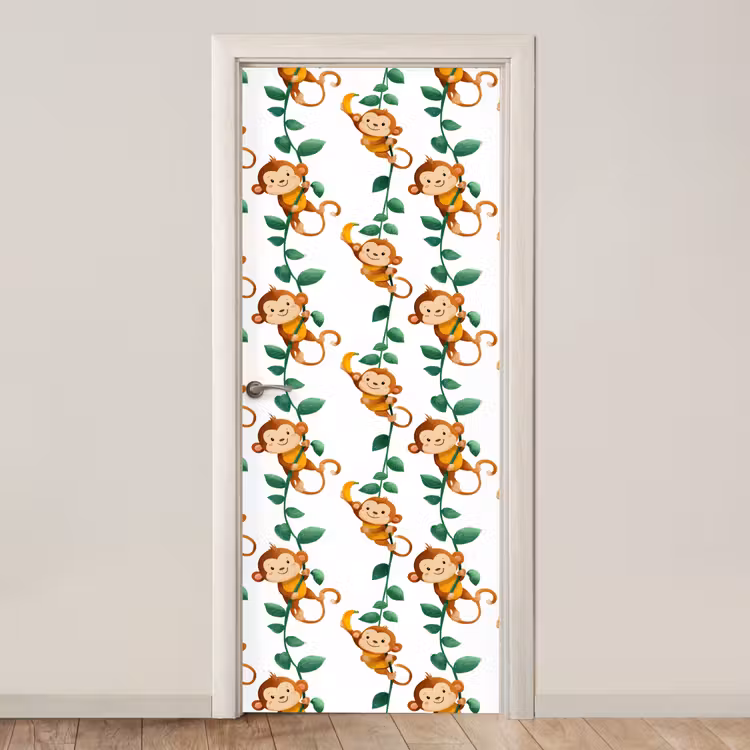 Apen - Lianen - Kleurrijk deurposter klein 289 -3d_beige