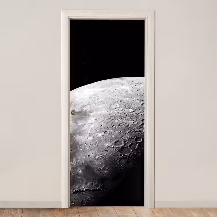 Door sticker - Moon - Craters - Space - Maan - Kraters - Ruimte deurposter klein