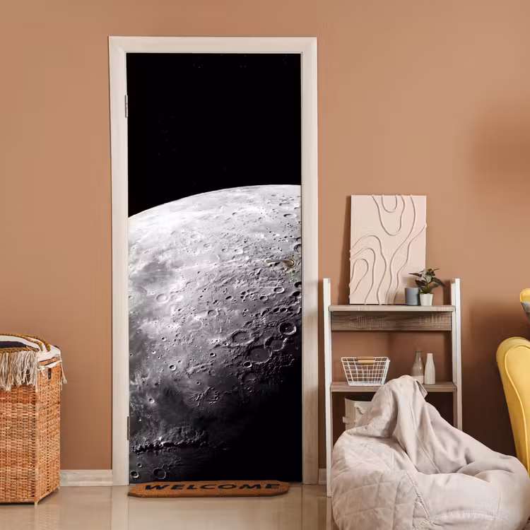 Door sticker - Moon - Craters - Space - Maan - Kraters - Ruimte deurposter klein