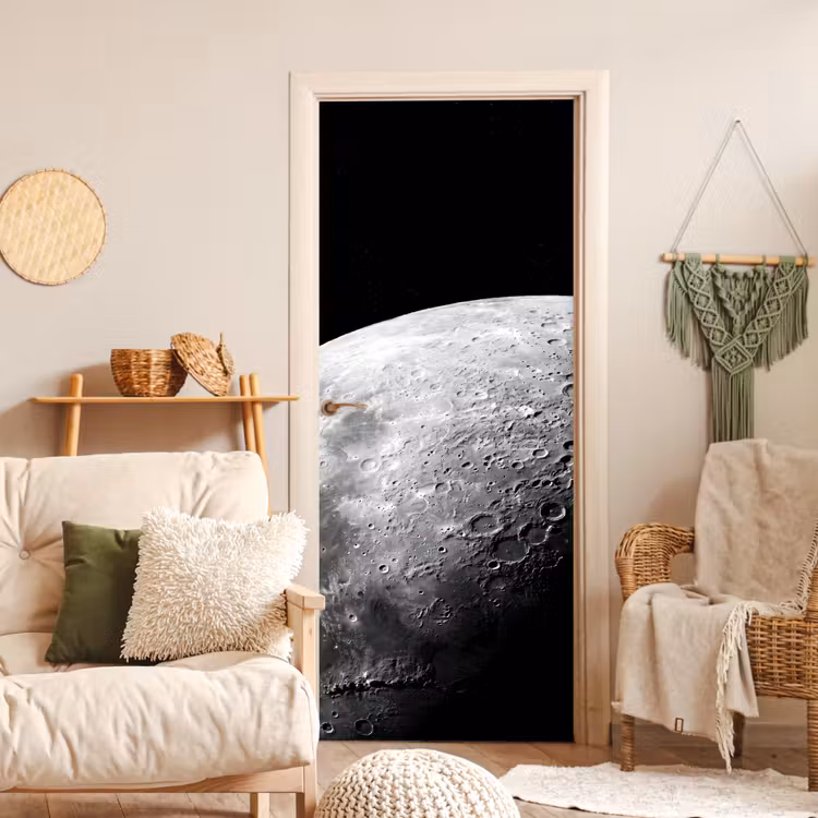 Door sticker - Moon - Craters - Space - Maan - Kraters - Ruimte deurposter klein