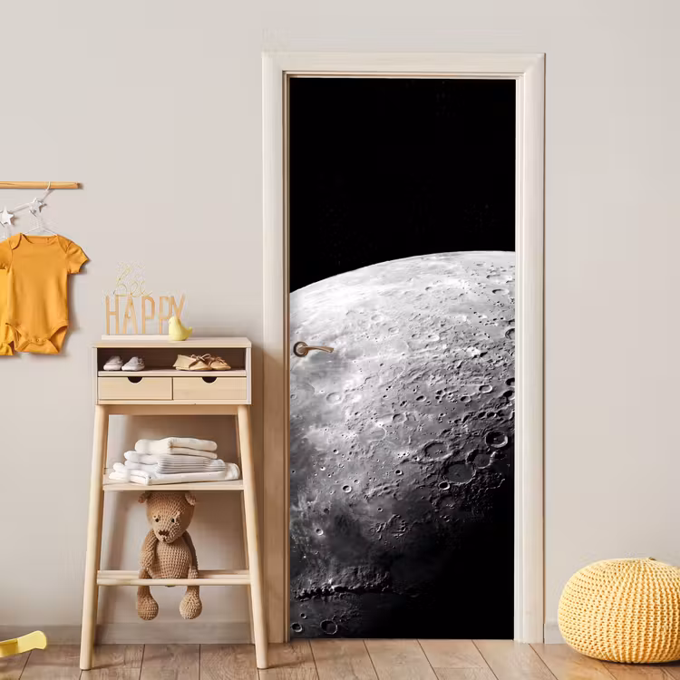 Door sticker - Moon - Craters - Space - Maan - Kraters - Ruimte deurposter klein