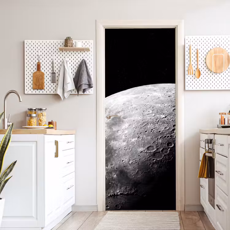 Door sticker - Moon - Craters - Space - Maan - Kraters - Ruimte deurposter klein