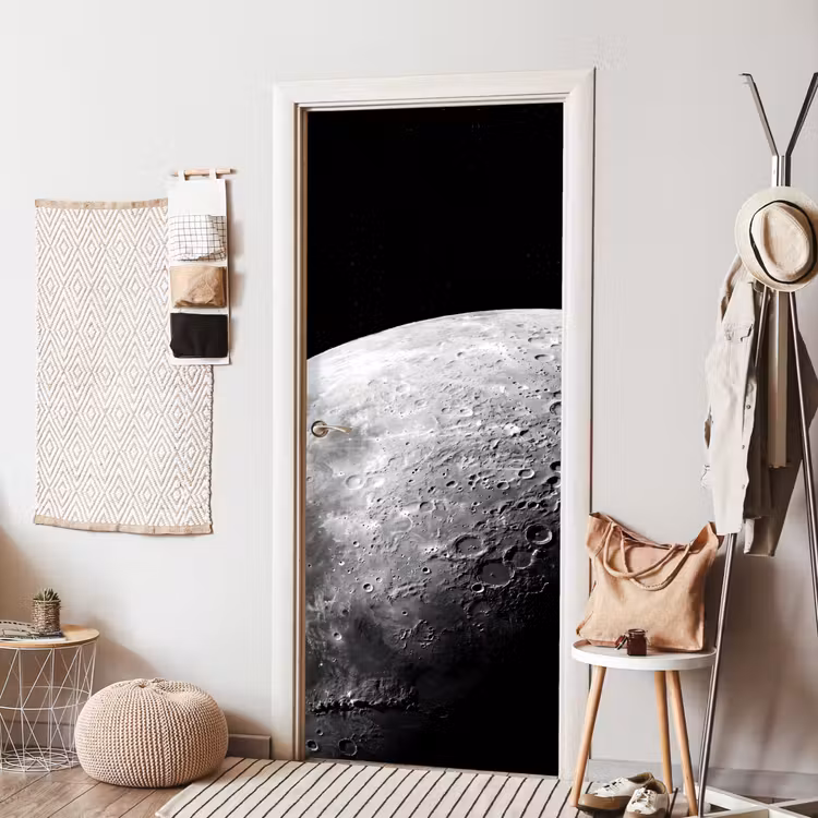 Door sticker - Moon - Craters - Space - Maan - Kraters - Ruimte deurposter klein