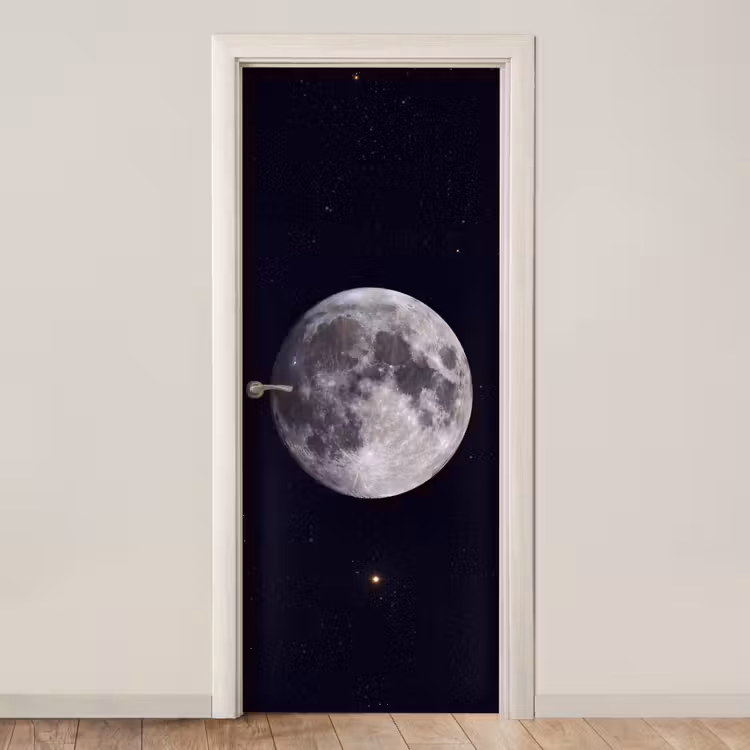 Door sticker - Moon - Stars - Space - Maan - Sterren - Ruimte deurposter klein