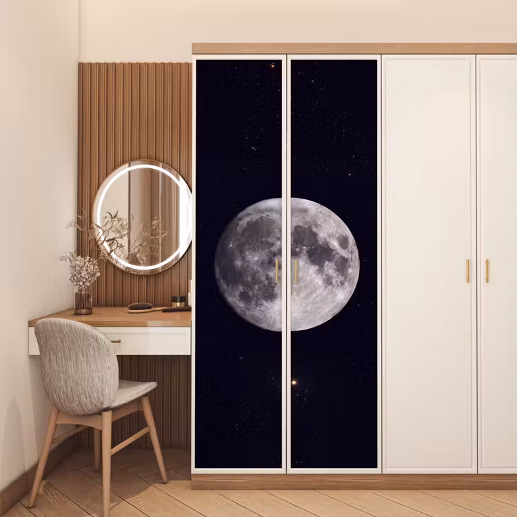 Door sticker - Moon - Stars - Space - Maan - Sterren - Ruimte deurposter klein