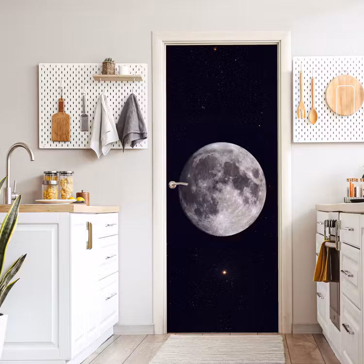 Door sticker - Moon - Stars - Space - Maan - Sterren - Ruimte deurposter klein