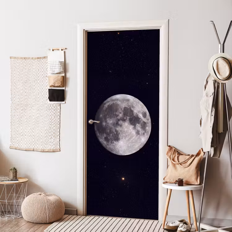 Door sticker - Moon - Stars - Space - Maan - Sterren - Ruimte deurposter klein