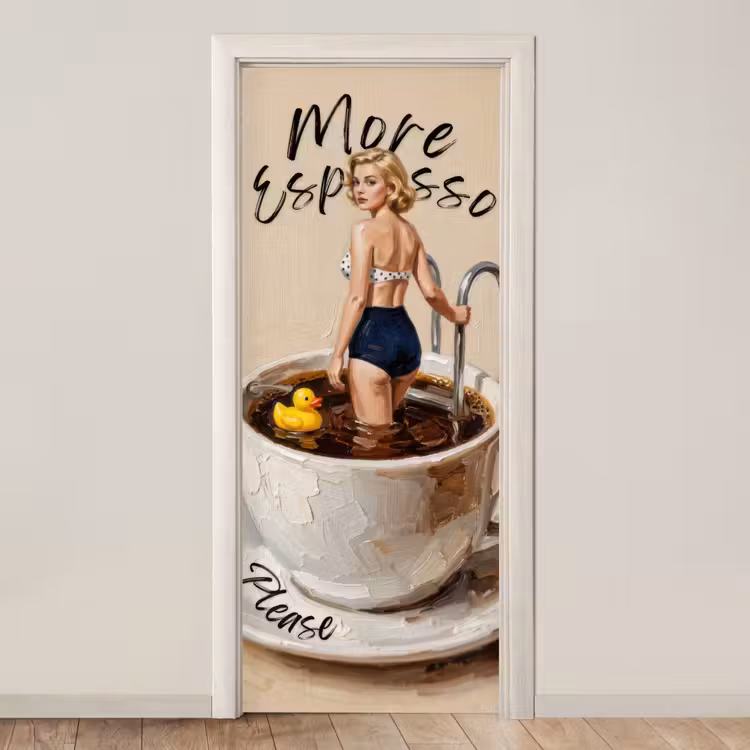 More espresso - Koffie - Eend deurposter klein -3d_beige