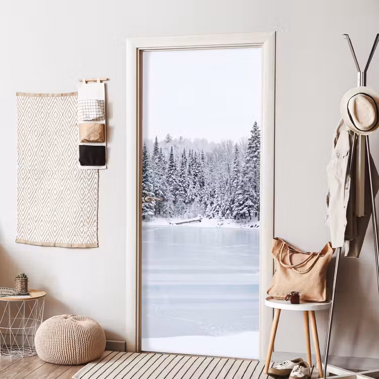 Meer - Dennen - IJs - Winter - Rustgevend deurposter klein -sfeer6