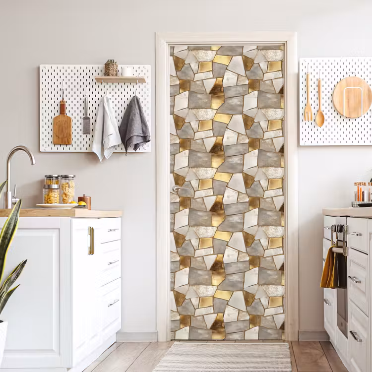 Mozaïek - Marmer - Goud deurposter klein 289 -sfeer5