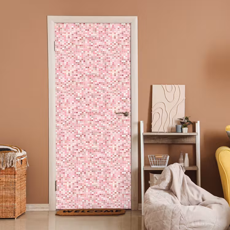 Mozaïek - Patroon - Roze deurposter klein 289 -sfeer1