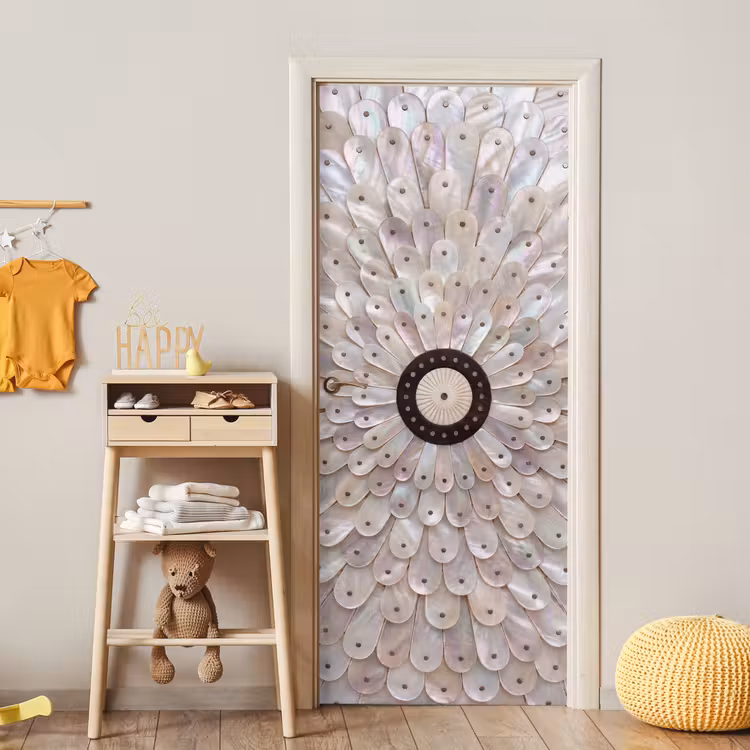 Parelmoer - Patroon - Decoratie - Ambacht - Wit deurposter klein -sfeer4
