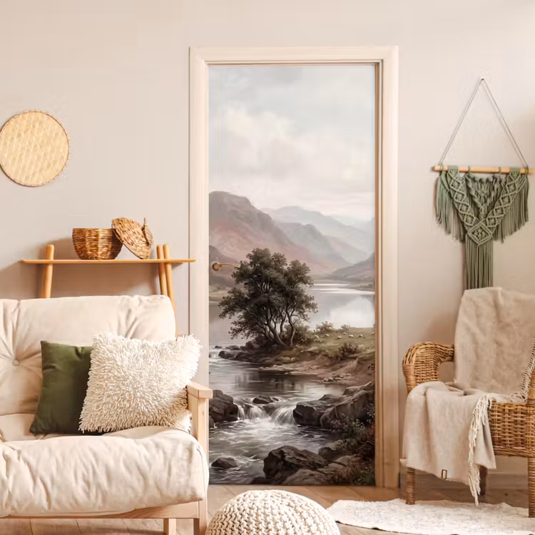 Berglandschap - Meer - Bergen - Vallei - Klassiek deurposter klein -sfeer2