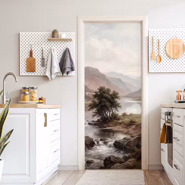 Berglandschap - Meer - Bergen - Vallei - Klassiek deurposter klein -sfeer5