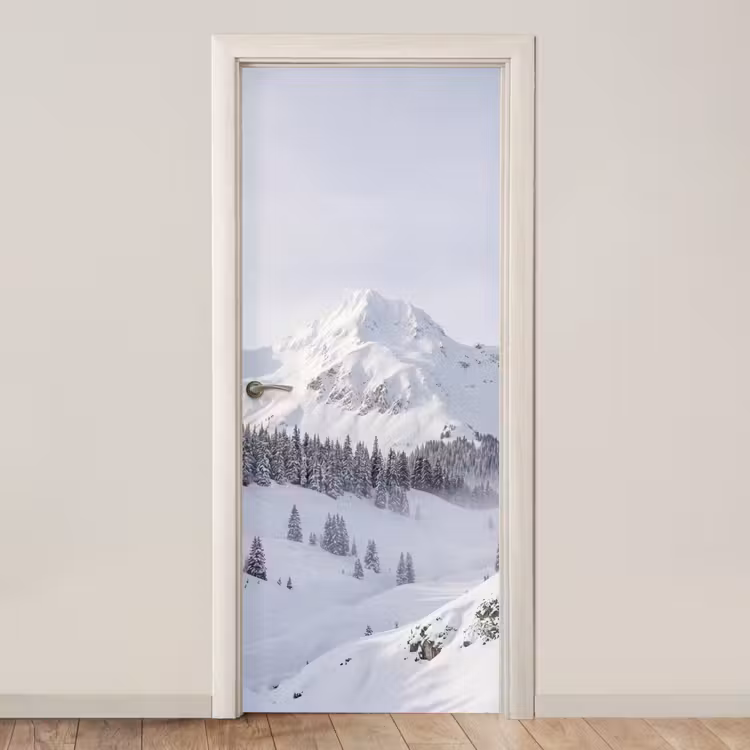 Berg - Sneeuw - Winter - Natuur - Wit deurposter klein -3d_beige