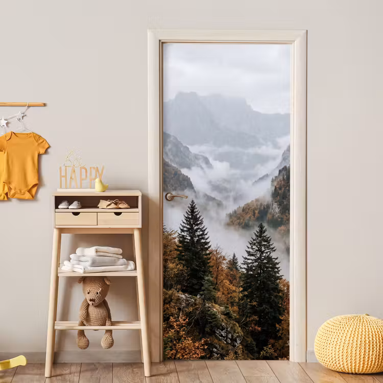 Bergen - Vallei - Mist - Herfst - Natuur deurposter klein -sfeer4