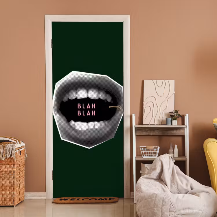 Mond - Groen - Illustratie - BLAH BLAH deurposter klein -sfeer1
