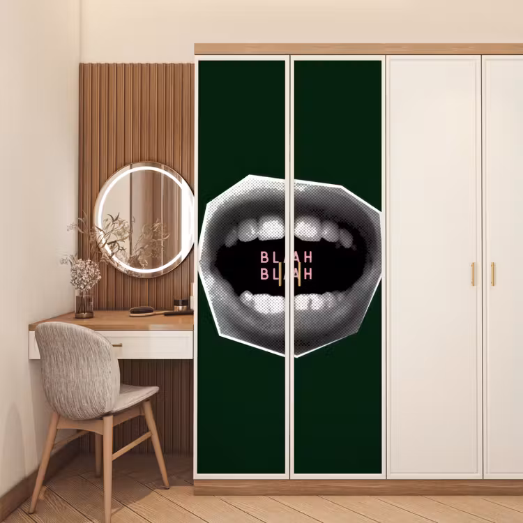 Mond - Groen - Illustratie - BLAH BLAH deurposter klein -sfeer3