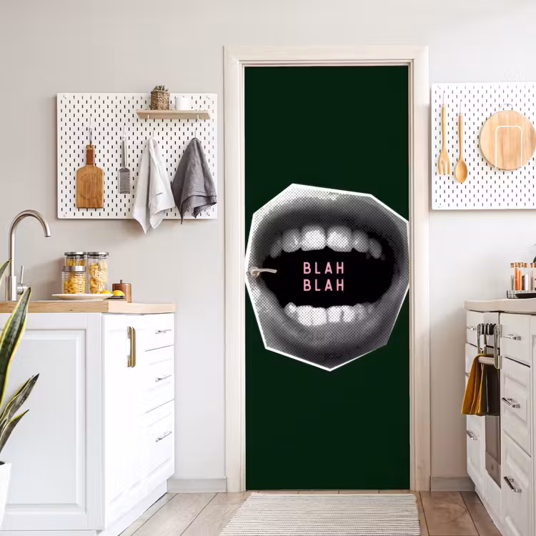 Mond - Groen - Illustratie - BLAH BLAH deurposter klein -sfeer5
