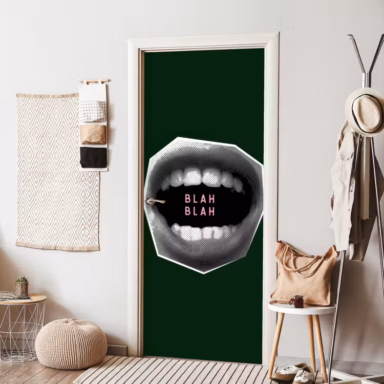 Mond - Groen - Illustratie - BLAH BLAH deurposter klein -sfeer6