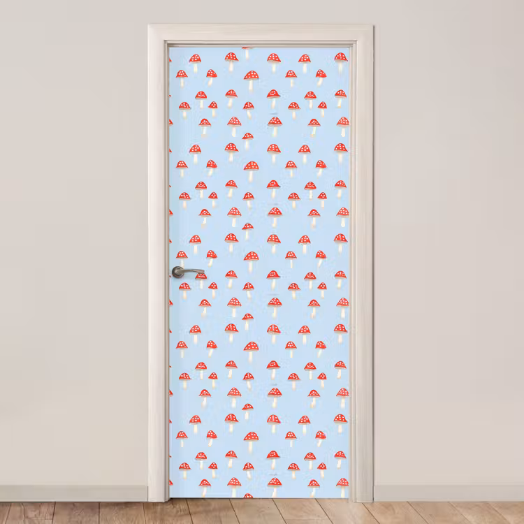 Paddenstoel -Sprookje - Blauw deurposter klein 289 -3d_beige