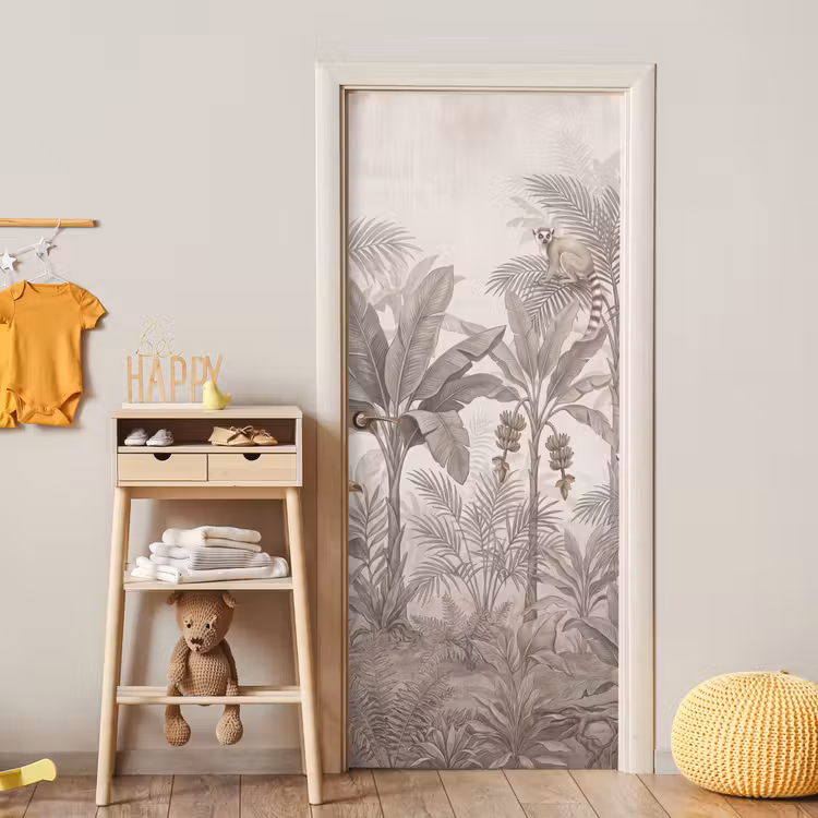 Natuur - Jungle - Ringstaartmaki - Bruin deurposter klein -sfeer4