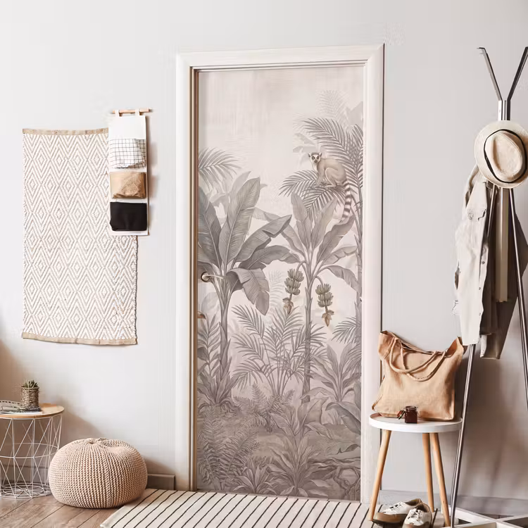 Natuur - Jungle - Ringstaartmaki - Bruin deurposter klein -sfeer6